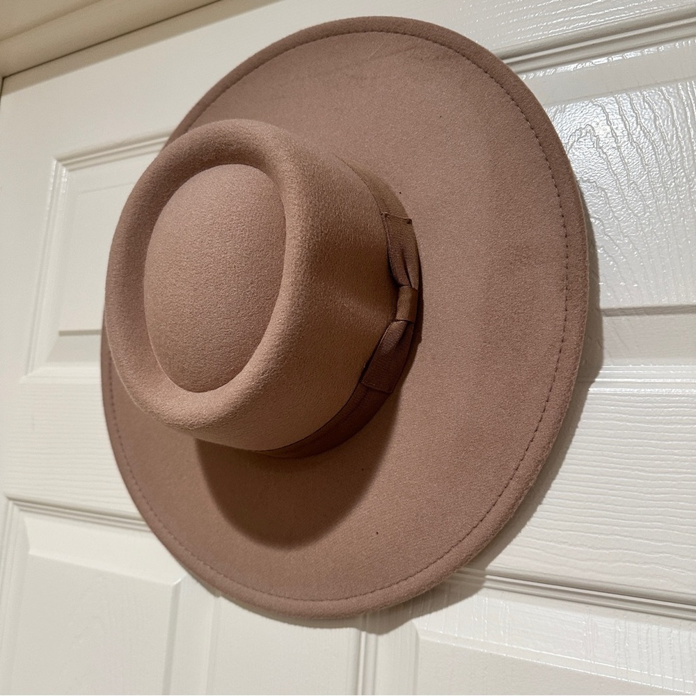 Taupe Suede Wide Brim Hat